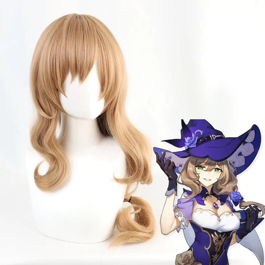 Genshin Impact Lisa Cosplay Wig Brown Curly Hair C00406 Cosplay