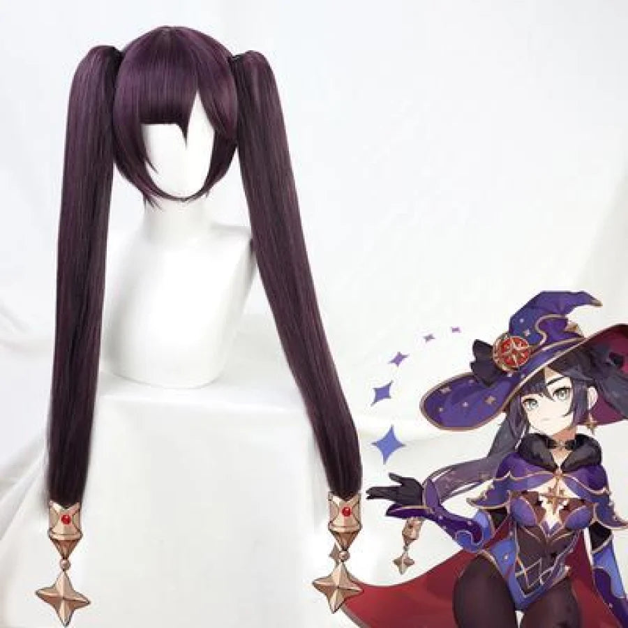 Mona Genshin Impact Purple Long Ponytail Straight Cosplay Wig C00069 Cosplay