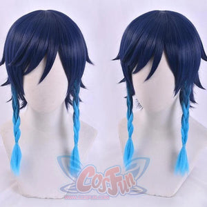 Genshin Impact Venti Blue Gradient Braid Cosplay Wig C00074 Cosplay