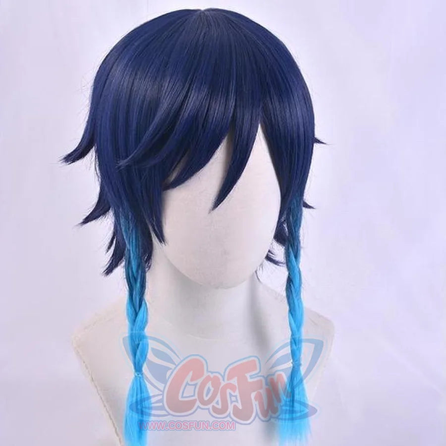 Genshin Impact Venti Blue Gradient Braid Cosplay Wig C00074 Cosplay