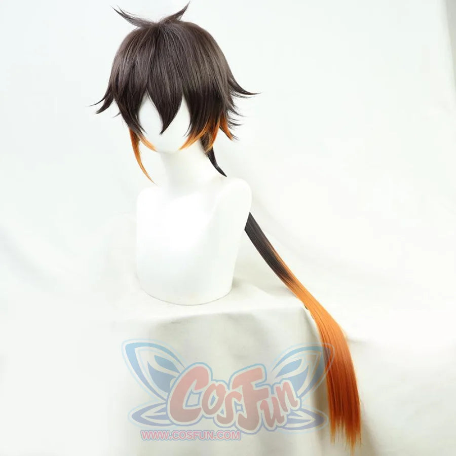 Genshin Impact Zhongli Ponytail Gradient Brown Wig C00408 Cosplay