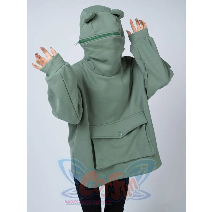 Green Froggy Big Pocket Oversized Hoodie Coat C00064-N Hoodie