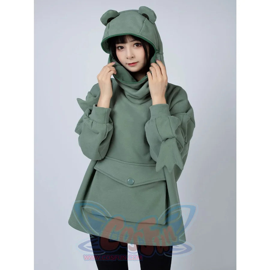 Green Froggy Big Pocket Oversized Hoodie Coat C00064-N Hoodie