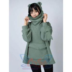 Green Froggy Big Pocket Oversized Hoodie Coat C00064-N Hoodie