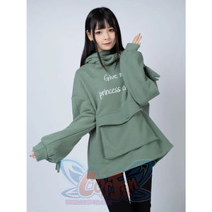 Green Froggy Give My Princess Oversized Hoodie Coat C00064 Hoodie