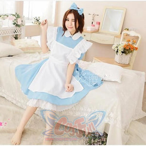 Halloween Women Adult Anime Alice In Wonderland Blue Party Dress Dream Sissy Maid Lolita Cosplay