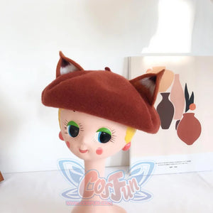 Japanese New Cute Fox Ear Caramel Woolen Beret Caps C00061 Hats&caps