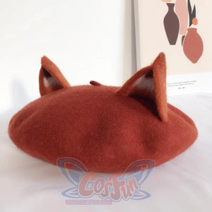 Japanese New Cute Fox Ear Caramel Woolen Beret Caps C00061 Hats&caps