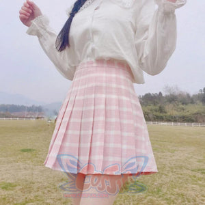 Japanese Sweet Pleated Tuck Plaid Mini Skirt Mp006161