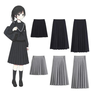 Jk School Pleated Solid Bottom Skirt