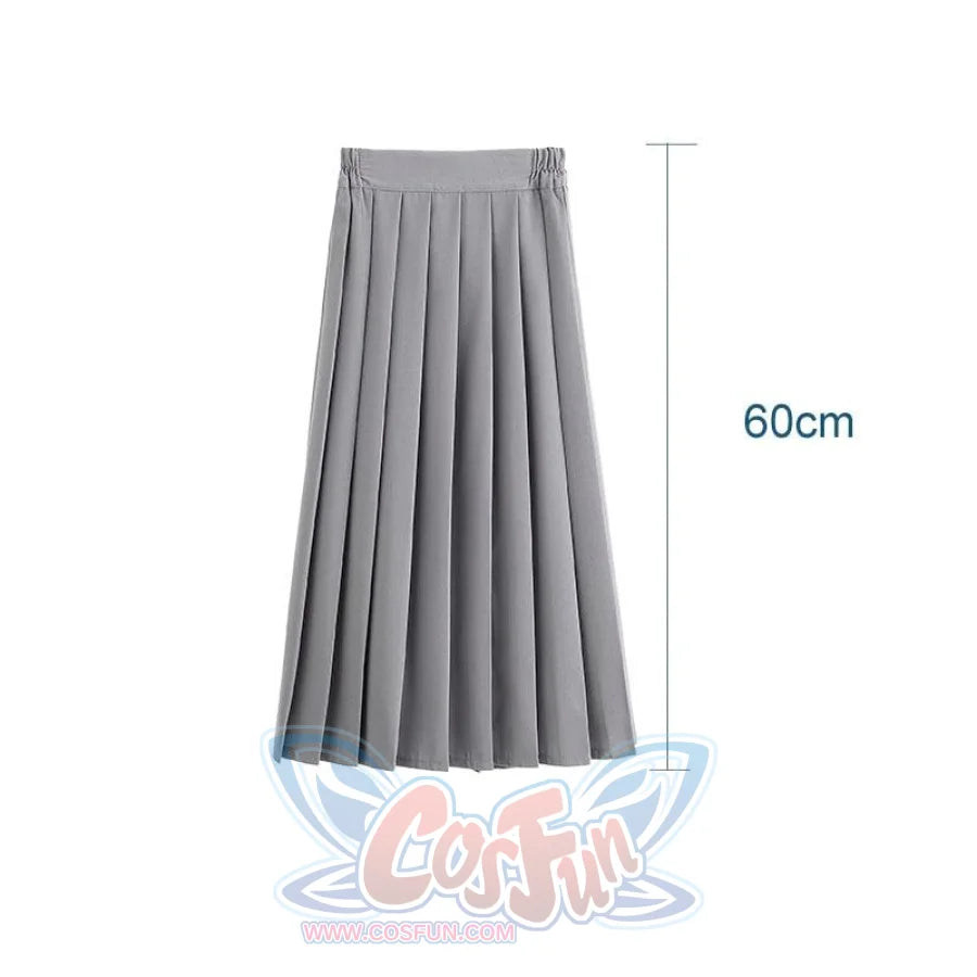 Jk School Pleated Solid Bottom Skirt Grey Middle / Xs