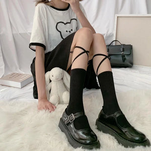 Jk Socks Tied Strip Thin Summer Kawaii Stockings&socks