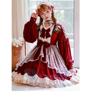 Lolita Dress Princess Bride Marriage Skirt Full Set Maid Cos Long Sleeves / 100Cm Costumes