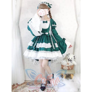 Lolita Princess Dress Full Suit Cosplay Maid For Children Girls Green / 110Cm Costumes