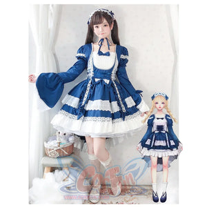 Lolita Princess Dress Full Suit Cosplay Maid For Children Girls Navy Blue / 120Cm Costumes