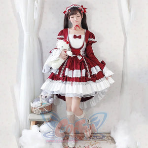 Lolita Princess Dress Full Suit Cosplay Maid For Children Girls Red / 120Cm Costumes