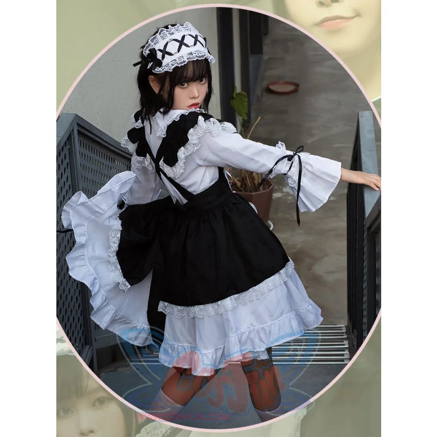 Lolita Womens Comic Cute Maid Party Cosplay Dress Set