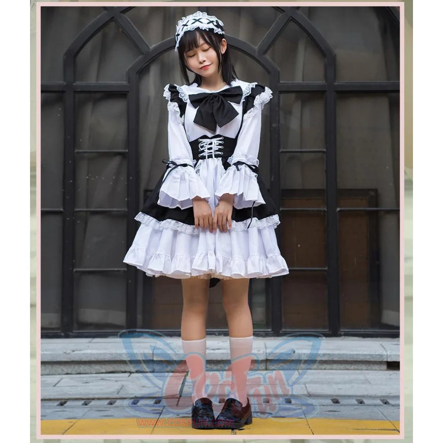 Lolita Womens Comic Cute Maid Party Cosplay Dress Set