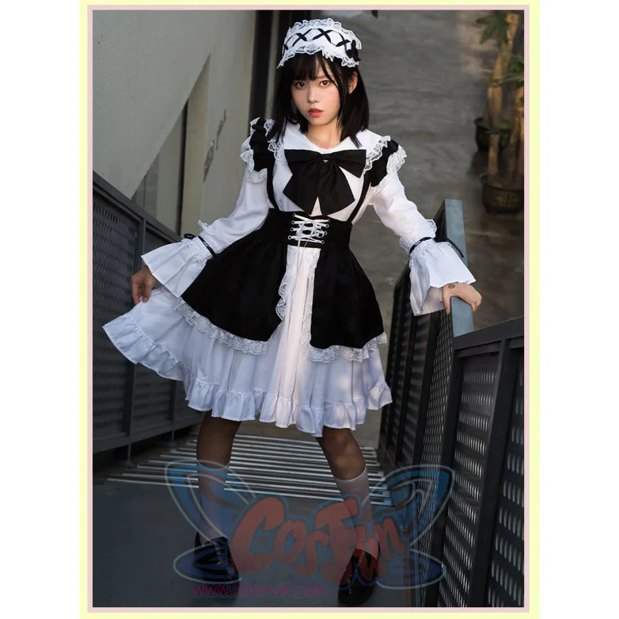 Lolita Womens Comic Cute Maid Party Cosplay Dress Set