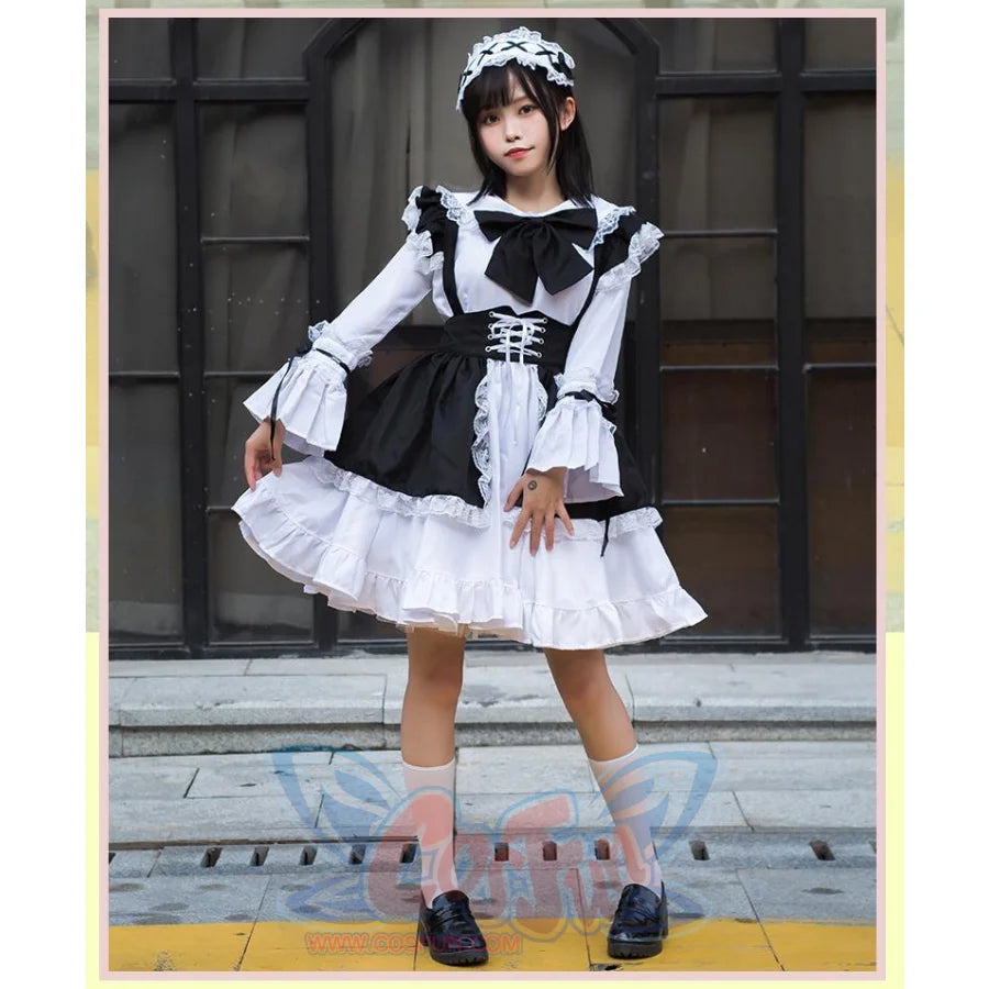 Lolita Womens Comic Cute Maid Party Cosplay Dress Set