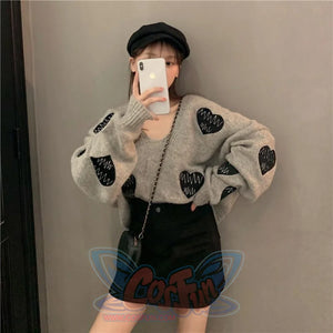 Love Heart Embroidery Ecg Loose Sweater Mp005940 Sweatshirt