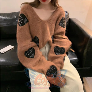 Love Heart Embroidery Ecg Loose Sweater Mp005940 Sweatshirt