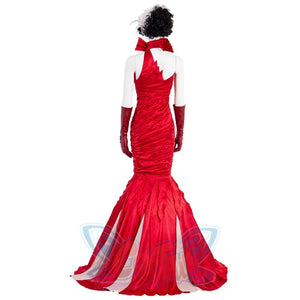 Movie Cruella Estella De Vil Red Dress Cosplay Costume C00488 Costumes