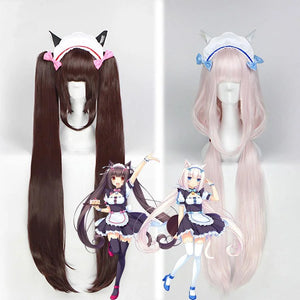 Nekopara Chocolate Vanilla Cosplay Wig Kawaii Wavy Long Pigtails Hair Wigs