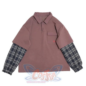 Polo Plaid Starfish Embroidery Pocket Sweatshirt J10027