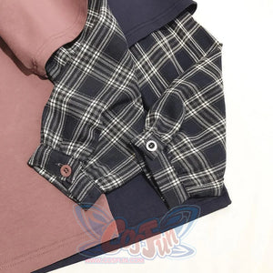 Polo Plaid Starfish Embroidery Pocket Sweatshirt J10027