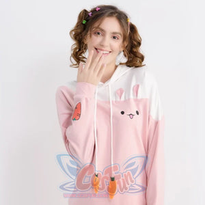 Rabbit Carrot Drawstrings Cotton Hoodie Mp006001 Hoodie