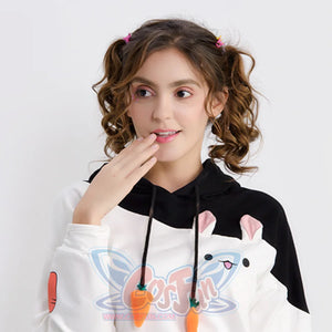 Rabbit Carrot Drawstrings Cotton Hoodie Mp006001 Hoodie