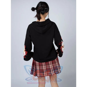 Sakura Fox Mask Print Drawstring Hoodie Mp006002 Sweatshirt