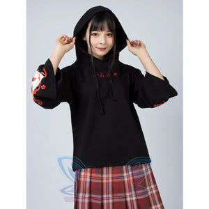 Sakura Fox Mask Print Drawstring Hoodie Mp006002 Sweatshirt