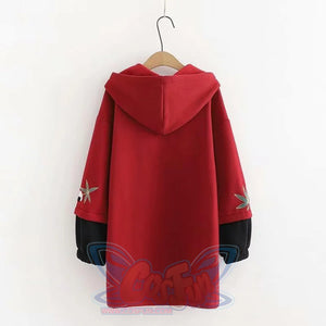 Side Slit Panda Embroidery Hooded Straight Dress Sweatshirt