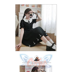 Simple Fashion Cross Print Lolita Tulle Dress