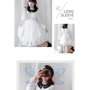 Simple Fashion Cross Print Lolita Tulle Dress