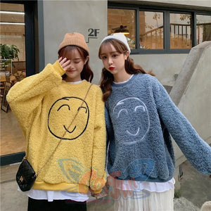 Smile Face Fake Two-Piece Loose Sweatshirt