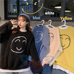 Smile Face Fake Two-Piece Loose Sweatshirt