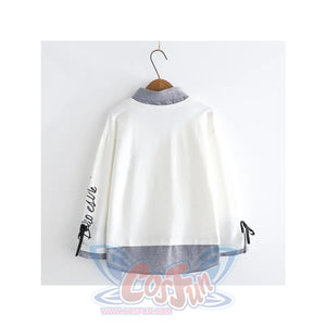 Sunshine Embroidery Bowknot Sleeves One-Piece Sweatshirt