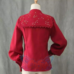 Vintage Constellation Embroidery Ruffle Blouse Shirt