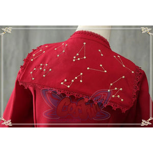 Vintage Constellation Embroidery Ruffle Blouse Shirt