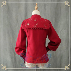 Vintage Constellation Embroidery Ruffle Blouse Shirt