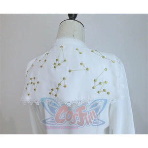 Vintage Constellation Embroidery Ruffle Blouse Shirt