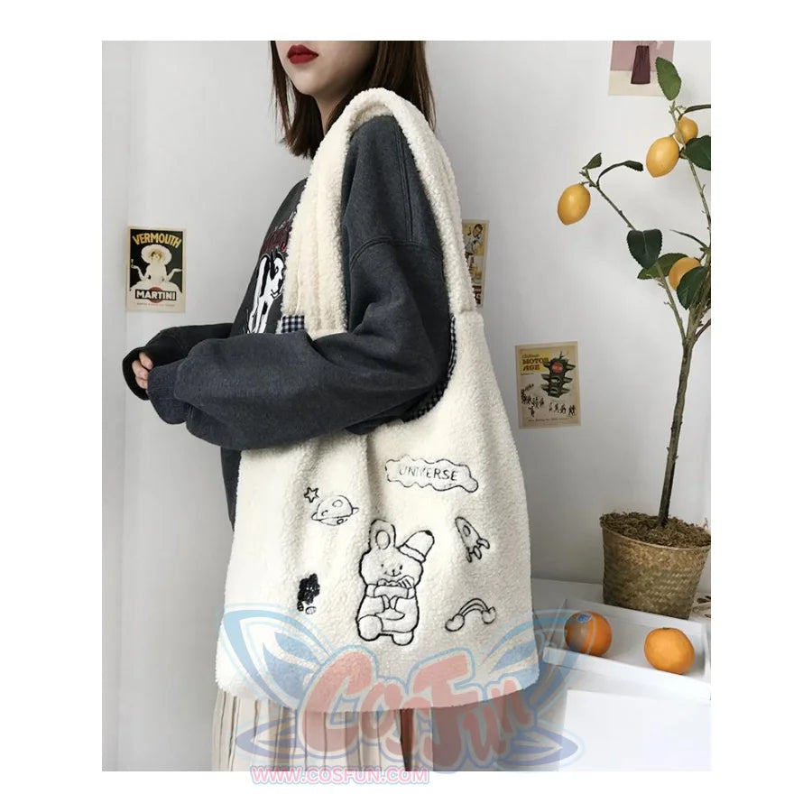 Wander In The Universe Cute Faux Wool Shopper Bag Hobo/tote C00065 Bags