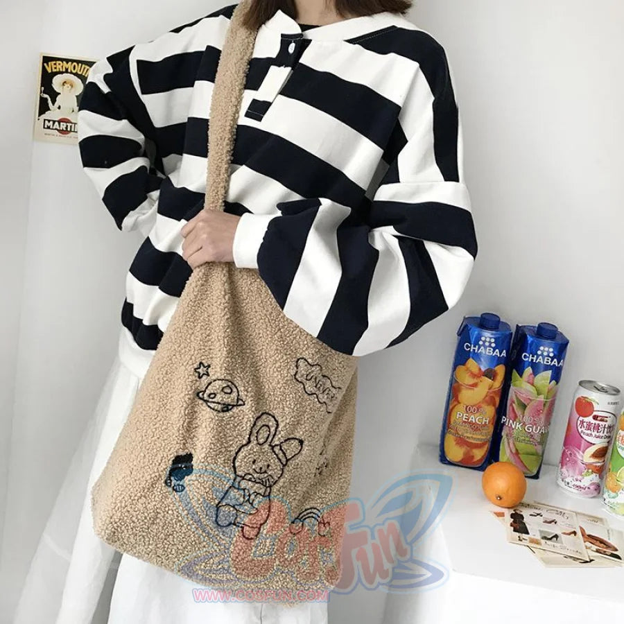 Wander In The Universe Cute Faux Wool Shopper Bag Hobo/tote C00065 Bags