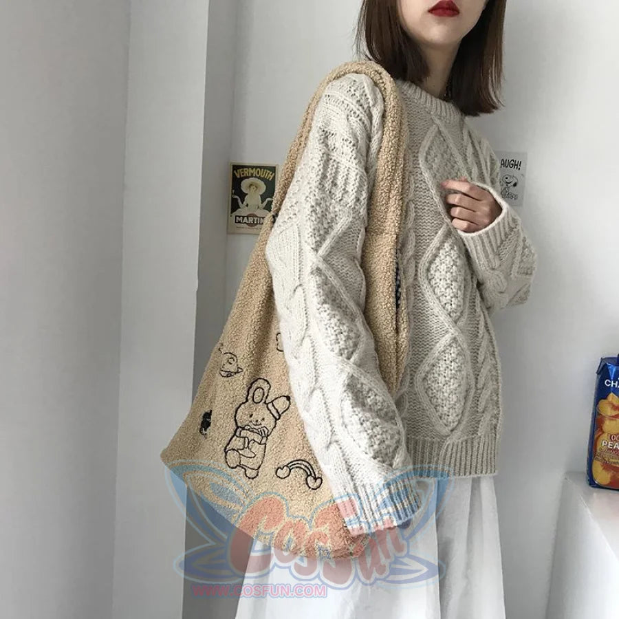 Wander In The Universe Cute Faux Wool Shopper Bag Hobo/tote C00065 Bags