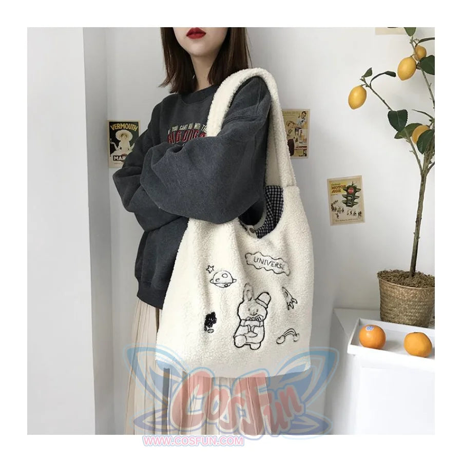 Wander In The Universe Cute Faux Wool Shopper Bag Hobo/tote C00065 Bags