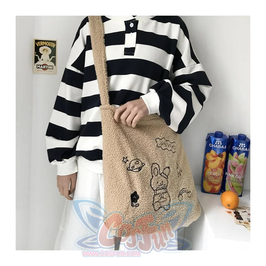 Wander In The Universe Cute Faux Wool Shopper Bag Hobo/tote C00065 Bags