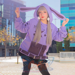 【Ready To Ship + Free Shipping】Cosfun Original Zoo Purple Bunny Hoodie Fy0061 Sweatshirt